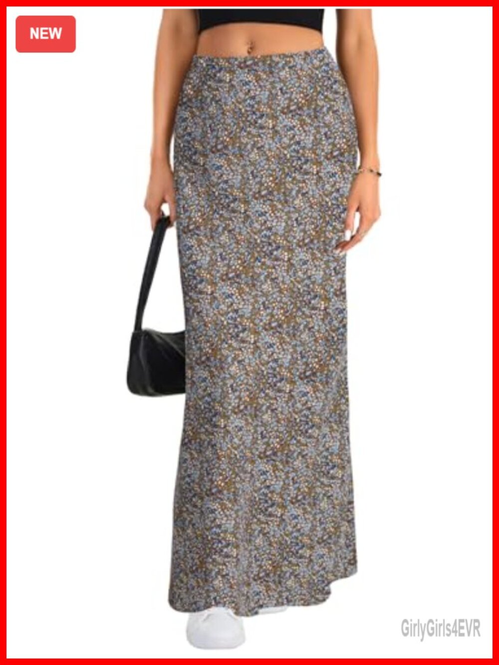 Vrtige Women's Boho Chiffon A-Line Maxi Skirt High Waist Elastic